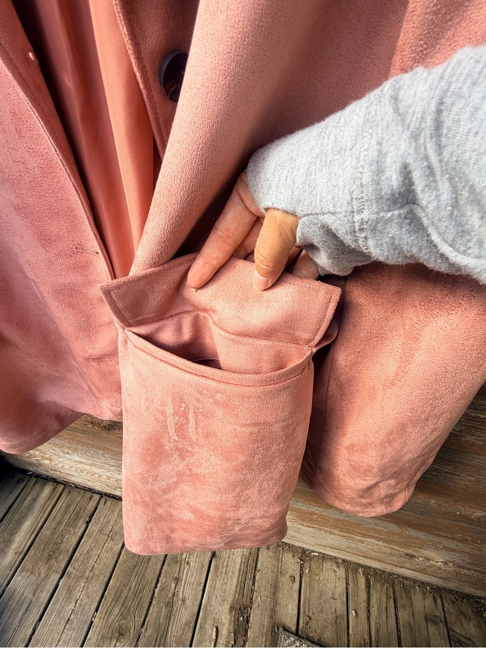 JustFab Coral Plush Open-Front Jacket - Picture 3 of 8